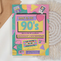 90' Tema Födelsedagsfest inbjudan