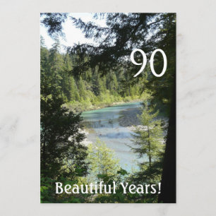 90 Vackra år!-Födelsedag+Skogsmark Sjö Inbjudningar
