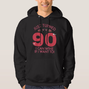 90 Vin om jag vill 90:e födelsedagsgag Hoodie