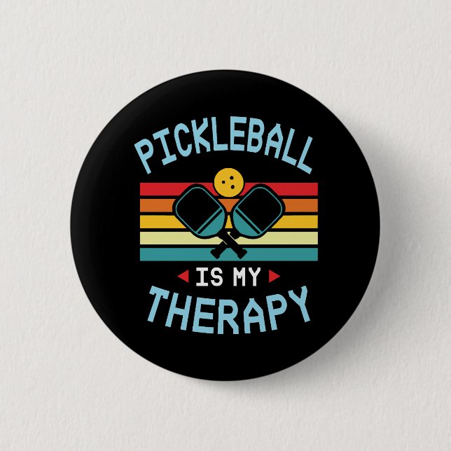 90Pickleball är min terapi. Funny Pickleball Paddl Knapp (Framsida)