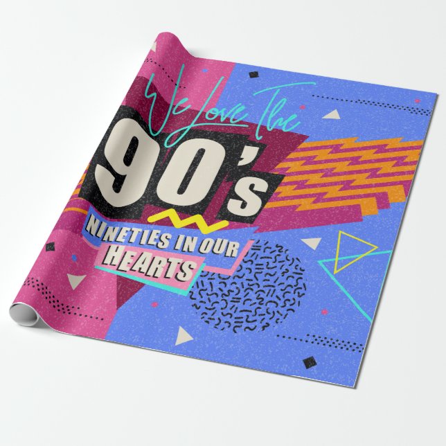 90s and 80s poster. We Love The 90's. Retro style  Presentpapper (Utrullad)