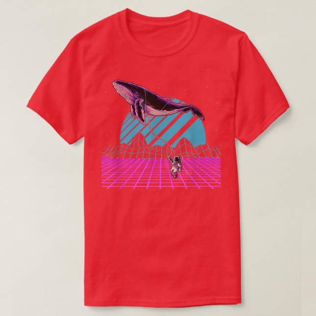 90s Art Synthwave Space Astronomy Whale Vaporwave  T Shirt (Design framsida)