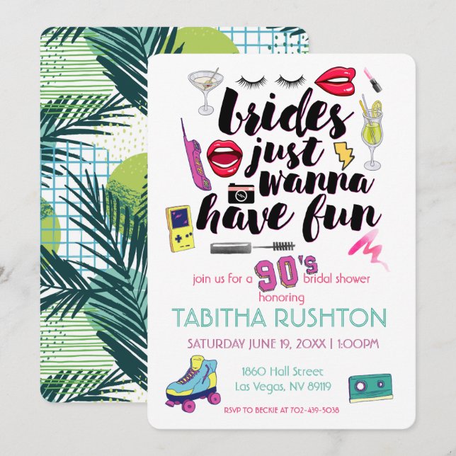 90s bakåtkompatibel Möhippa Inbjudningar (Fram/baksida)