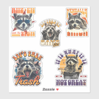 90s Bootleg Feral Raccoon Sticker Pack 2 Klistermärken