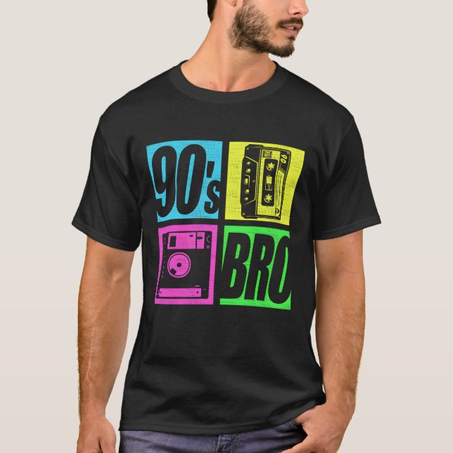 90s Bro 1990s Fashion 90heme Party Nineties family T Shirt (Framsida)