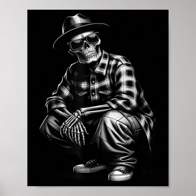 90s Cholo Chicano Homie Cool Mexican Gangster Skel Poster (Framsidan)