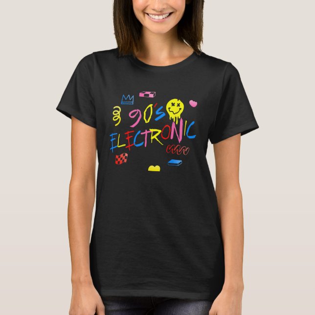 90s Electronic Dance House Techno Trance Retro Mus T Shirt (Framsida)