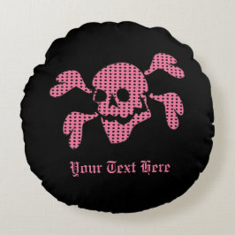 90s Goth Rockabilly Skull and Crossbones Punk Joll Rund Kudde