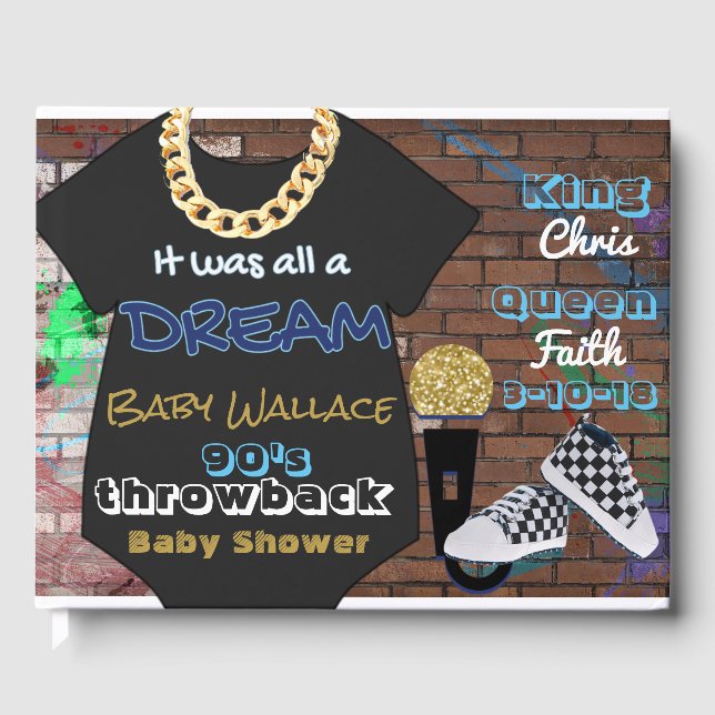 90'S Hip hop BOY Baby Shower Anpassningsbar Guestb Gästböcker (Framsida)