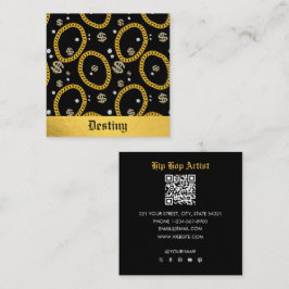  90's Hip Hop Rap Music Gold Cuban Link Chain Fyrkantigt Visitkort