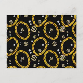  90's Hip Hop Rap Music Gold Cuban Link Chain Helg Vykort