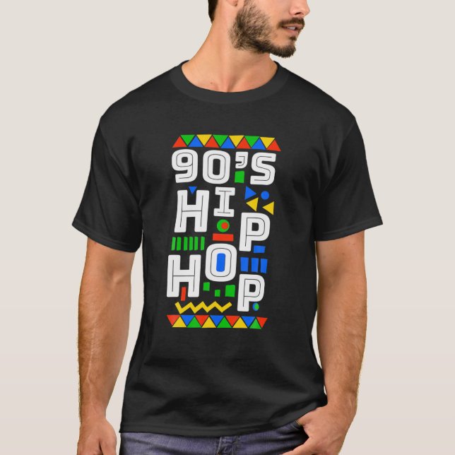90'S Hip hop Vibes Retro Mönster T Shirt (Framsida)