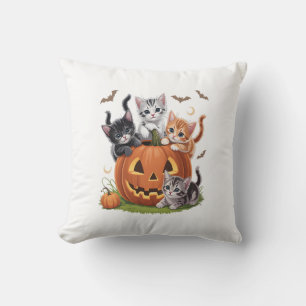 90s Katt Pumpa Halloween Blommig Kuslig Säsong Kudde