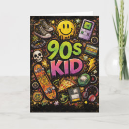 90s Kids Retro Pizza Fun Pattern Kort