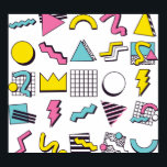 90's Memphis: Pop Design Inslag. Poster<br><div class="desc">90:s Pop Memphis Design Inslag Retro 90's Pop Memphis inslag, en levande och färgstark uppsättning former och stil. Sten på 90-talet med Memphis dekor Inslag! Retroformer och färg skapar en pulserande geometrisk dans. 90-tal, inslag, retro, 80-tal, dekoration, form, mönster, popo, illustration, memphis, 1990-talet, 1980, grid, stil, triangel, modern, fyrkant, vintage,...</div>