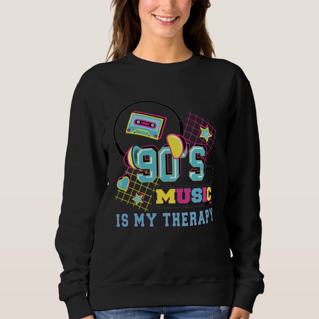 90s Music Is My Therapy 90s Party Outfit T Shirt (Framsida)