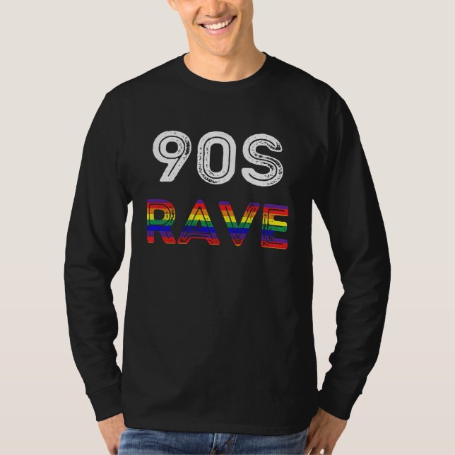 90's Nineties Rave Retro Techno Music Dance Party  T Shirt (Framsida)