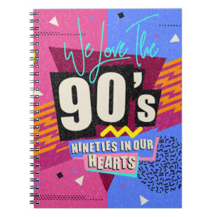90s och 80s poster. Vi Kärlek 90-talet. Retro stil Anteckningsbok