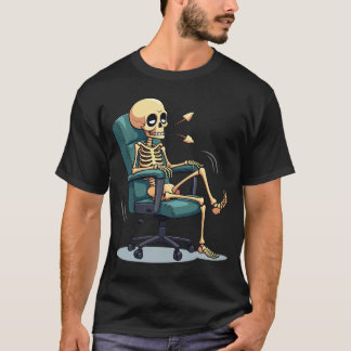 90s Office Skeleton - Funny Retro-Tecknad för brän T Shirt