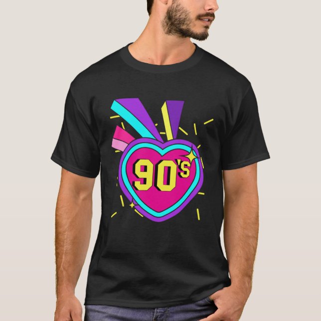 90s Outfit Retro Party 90s Costume Theme Party T Shirt (Framsida)