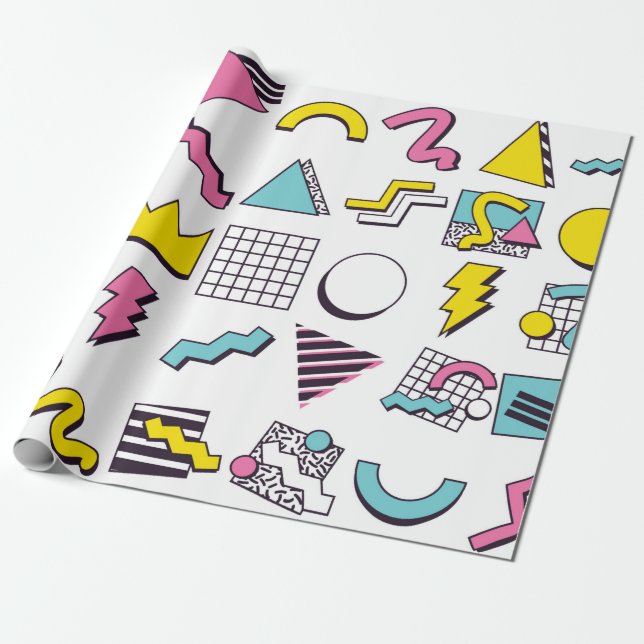 90's Pop Memphis Design Inslag  Presentpapper (Utrullad)