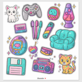 90s Prop Pack Stickers – Glitter Klistermärken