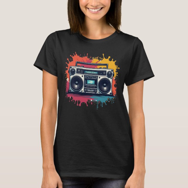 90s Retro Boombox Graphic Music T-Shirt (Framsida)