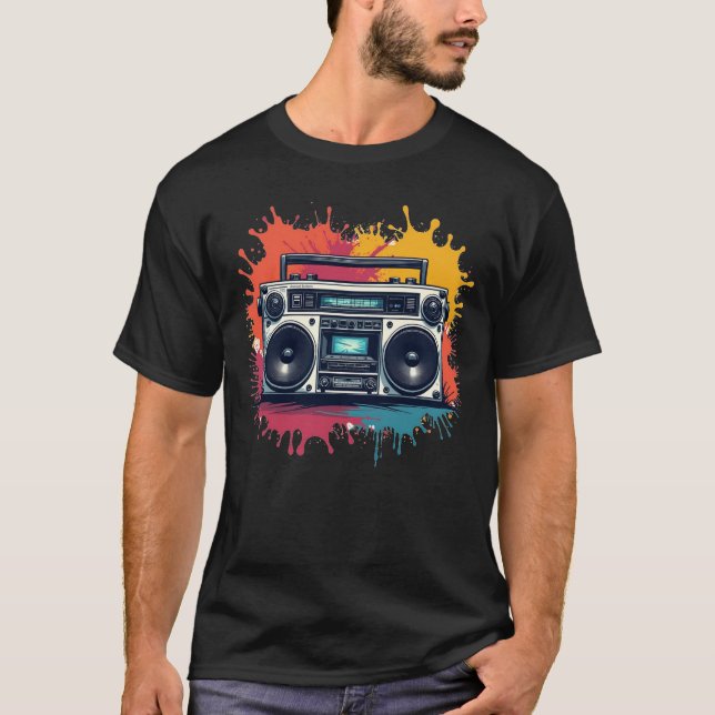 90s Retro Boombox Graphic Music T-Shirt (Framsida)