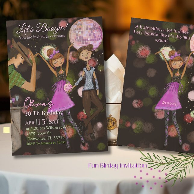90s Retro Disco 30th Birthday | Stay Groovy Inbjudningar (90s Retro Disco 30th Birthday  Stay Groovy Invitation)