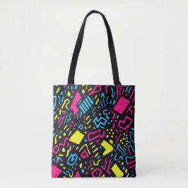 90s Retro Geometric Tote Bag | Färgnyon Tygkasse