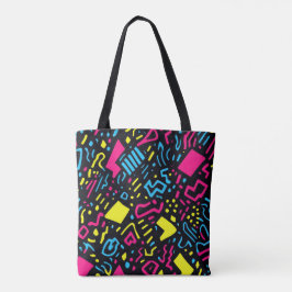 90s Retro Geometric Tote Bag | Färgnyon Tygkasse