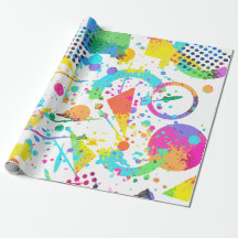 90s Retro Neon Mönster Design Gift Wrapping Pappra