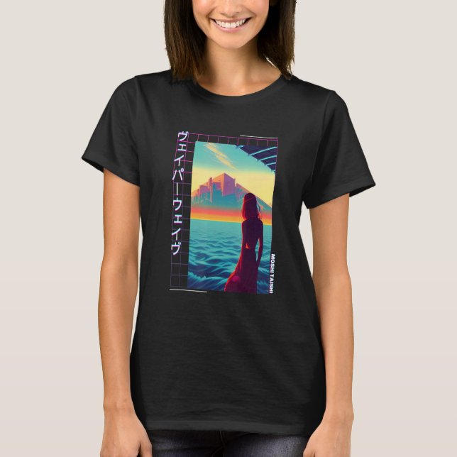 90's Retro Synthwave Japanese Vaporwave Art Otaku  T Shirt (Framsida)