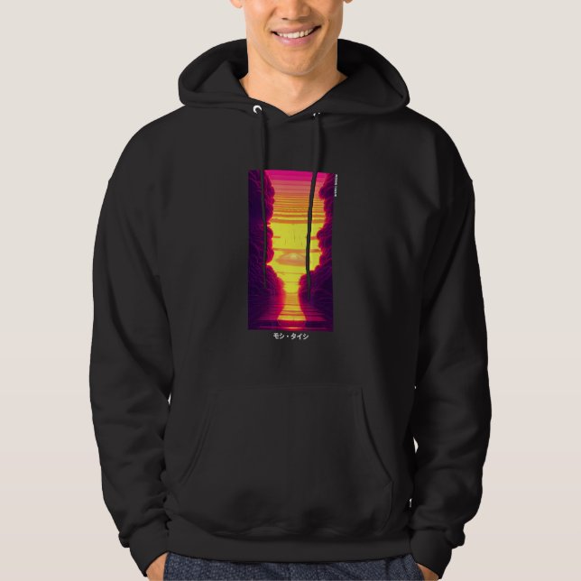 90's Retro Synthwave Japanese Vaporwave Otaku Aest Hoodie (Framsida)