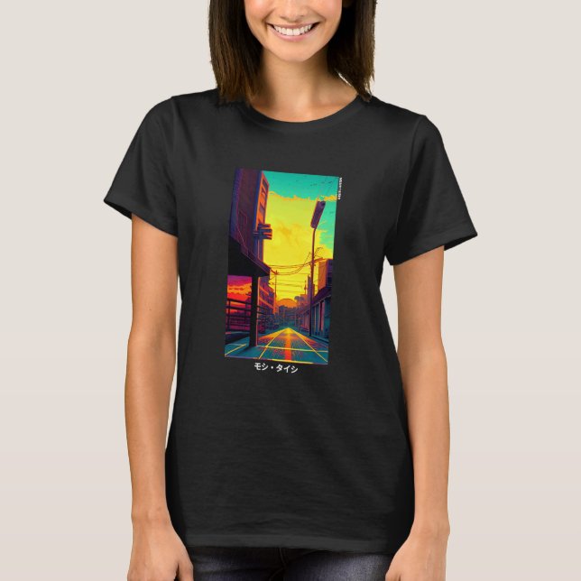 90's Retro Synthwave Japanese Vaporwave Otaku Aest T Shirt (Framsida)