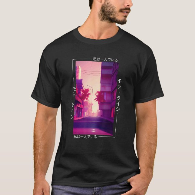 90's Retro Synthwave Japanese Vaporwave Otaku Aest T Shirt (Framsida)