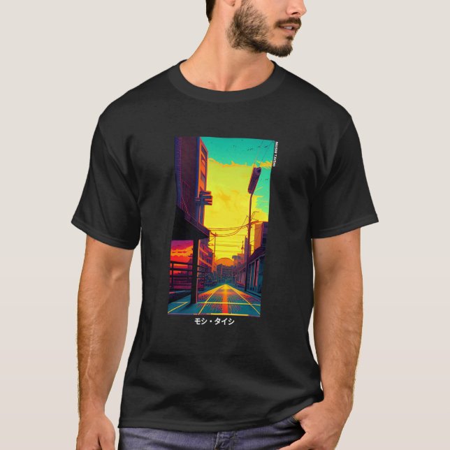 90's Retro Synthwave Japanese Vaporwave Otaku Aest T Shirt (Framsida)