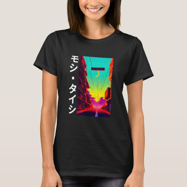 90's Retro Synthwave Japanese Vaporwave Otaku Aest T Shirt (Framsida)