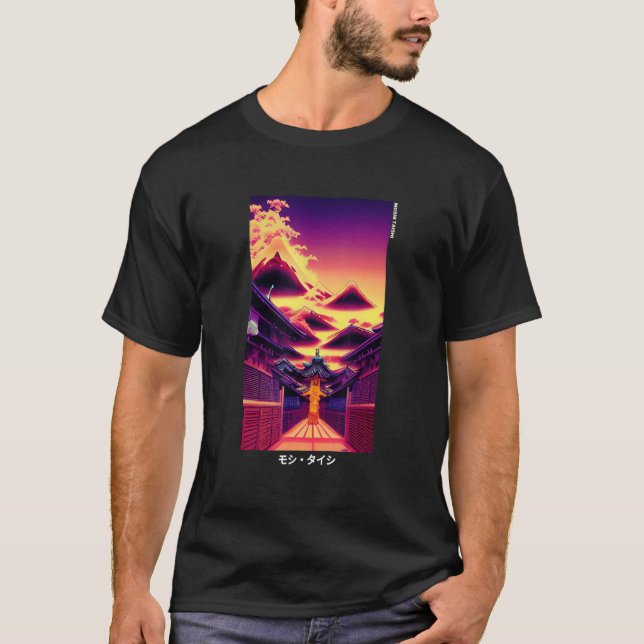 90's Retro Synthwave Japanese Vaporwave Otaku Aest T Shirt (Framsida)