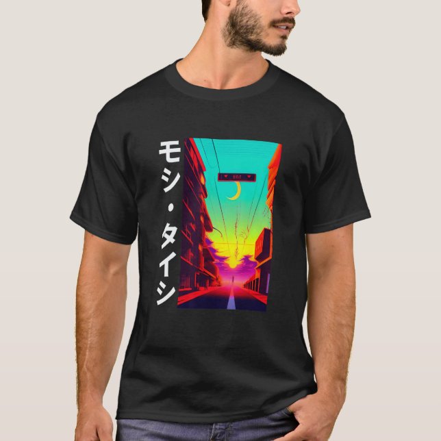 90's Retro Synthwave Japanese Vaporwave Otaku Aest T Shirt (Framsida)