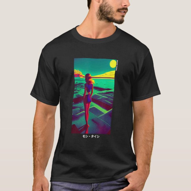 90's Retro Synthwave Japanese Vaporwave Otaku Aest T Shirt (Framsida)
