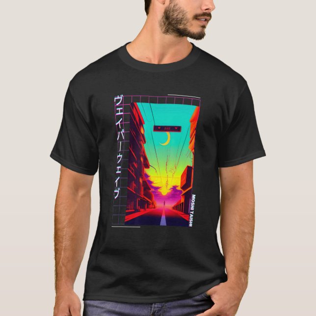 90's Retro Synthwave Japansk Vaporwave Otaku Aest T Shirt (Framsida)