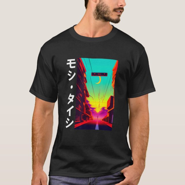 90's Retro Synthwave Japansk Vaporwave Otaku Aest T Shirt (Framsida)