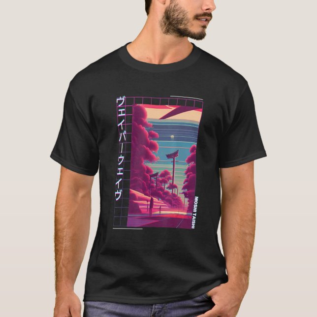 90's Retro Synthwave Japansk Vaporwave Otaku Aest T Shirt (Framsida)