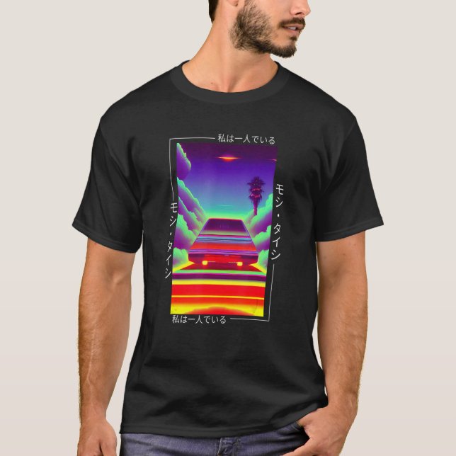 90's Retro Synthwave Japansk Vaporwave Otaku Aest T Shirt (Framsida)