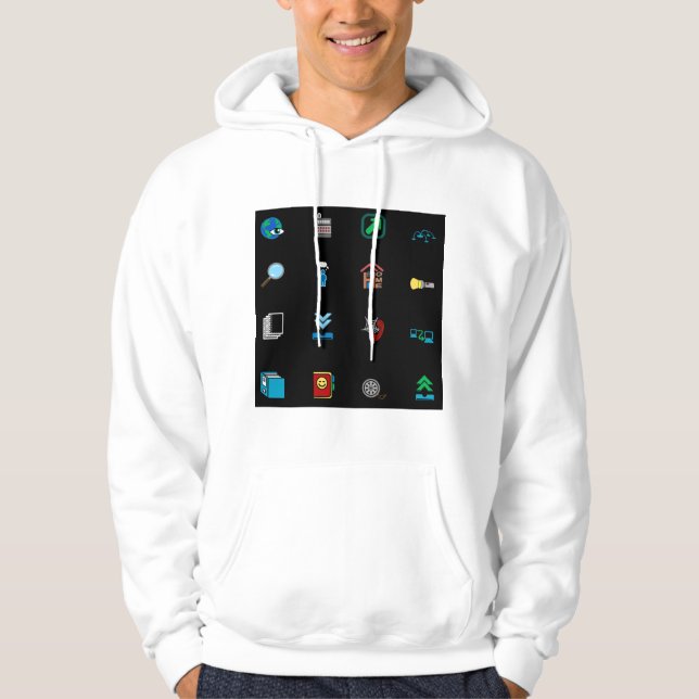 90s Retro Tech and Web Icon Pattern Hoodie (Framsida)