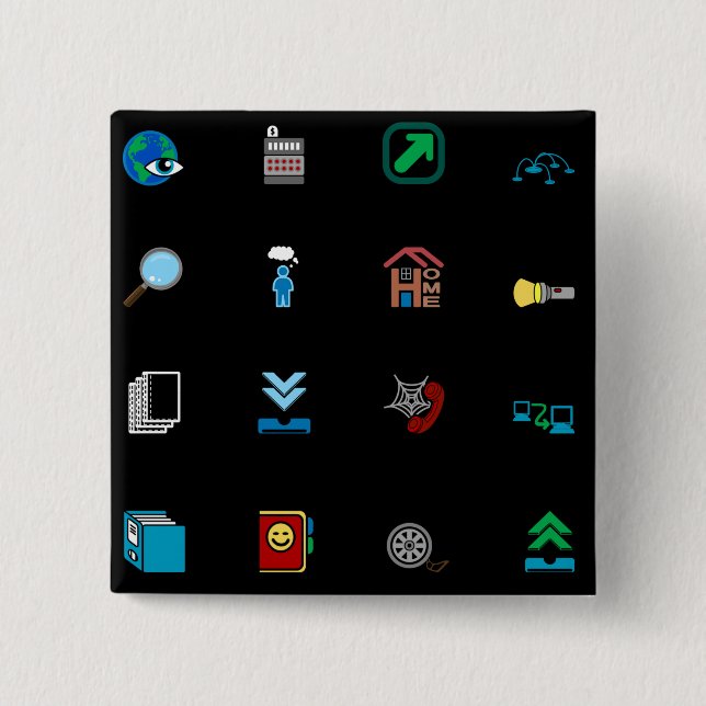 90s Retro Tech and Web Icon Pattern Knapp (Framsida)