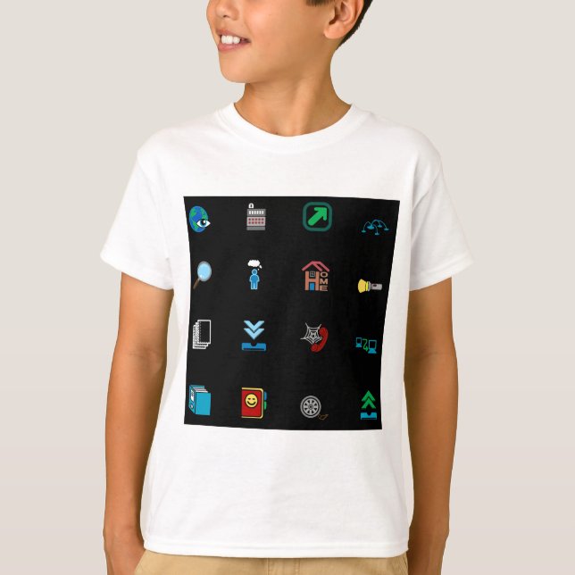 90s Retro Tech and Web Icon Pattern T Shirt (Framsida)