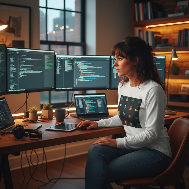 90s Retro Tech and Web Icon Pattern T Shirt (Skapare uppladdad)