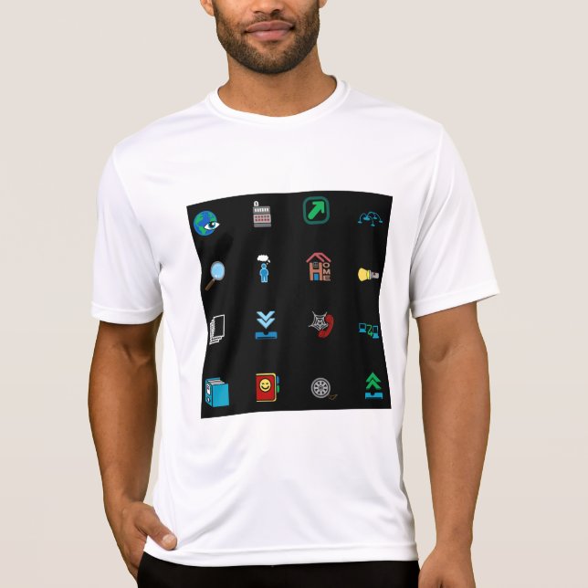 90s Retro Tech and Web Icon Pattern T Shirt (Framsida)